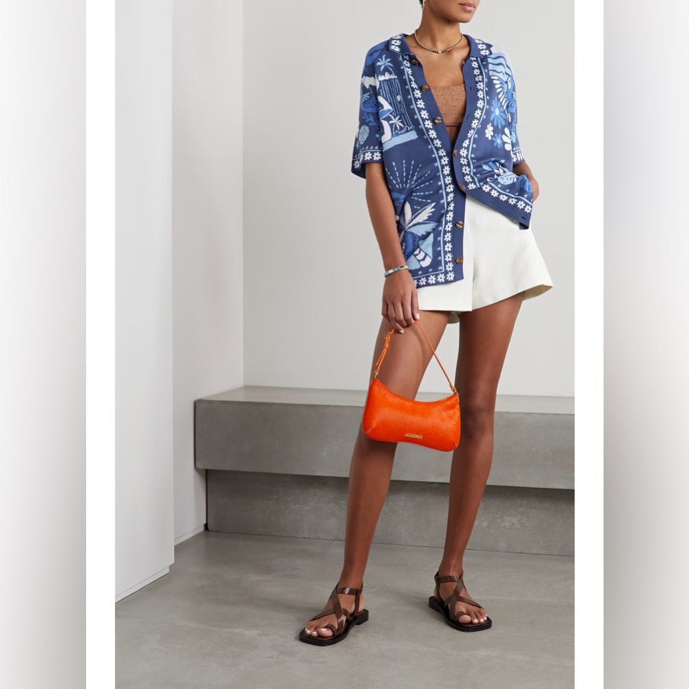 FARM Rio Intarsia Knit Blue Floral Shirt